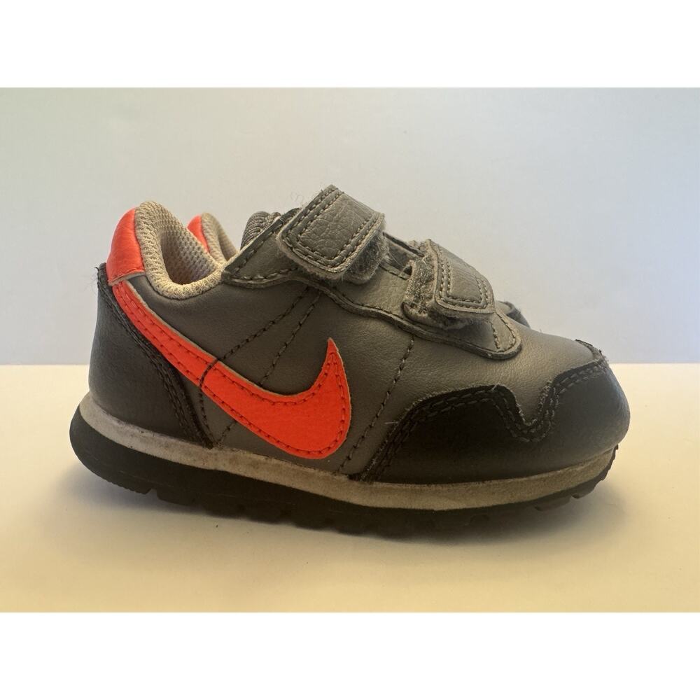 Nike Toddler Shoes 5C Gray Black Orange Swoosh Hook Loop Sneakers